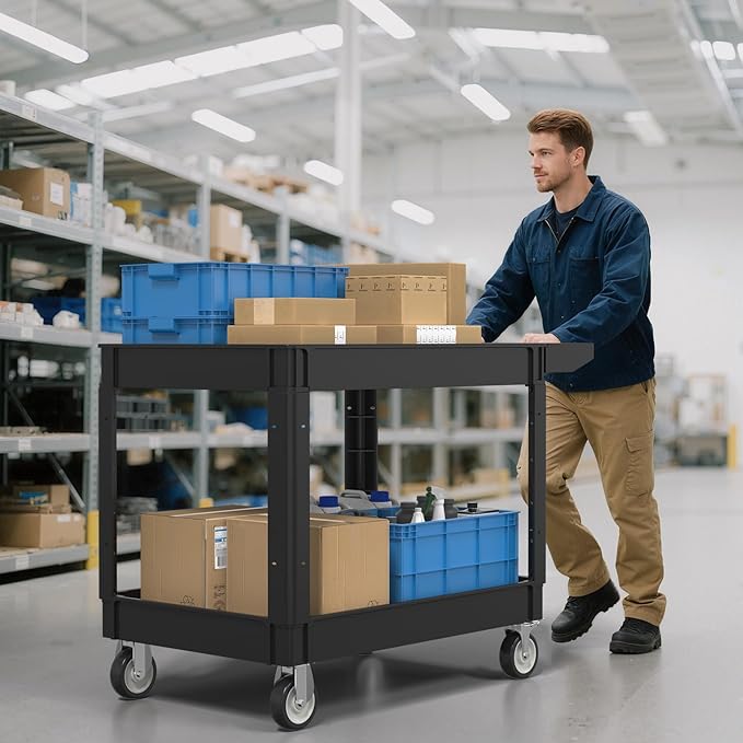 550LBS Utility Cart, 2-Tier 46x25 Inch Utility Cart - Image 2