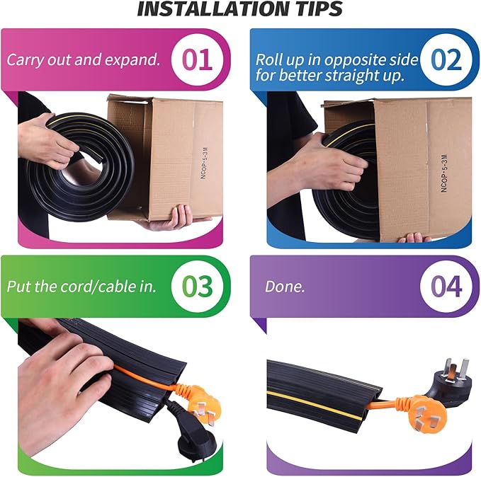 6.5FT Heavy Duty PVC Floor Cable Cover, Floor Cord Cover, Cable Protector - Image 3