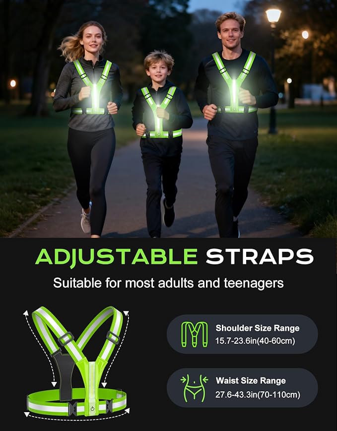LED Reflective Vest Super Bright Lighting, 360° Visible Running Light - Image 6