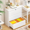 INTERGREAT 3-Drawer White File Cabinet, Locking Metal Lateral Filing Cabinets by INTERGREAT