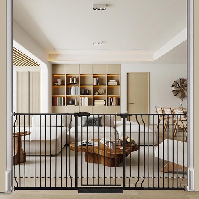 30" Tall Extra Wide Baby Gate for Doorways Stairs Large Long Dog Gates Pressure by HOOOEN