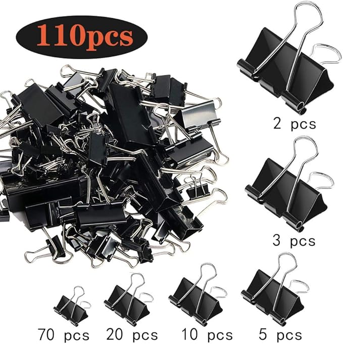 SANNIX 110 PCS Binder Clips Assorted Sizes, X Large, Mini and Micro, Binder - Image 2