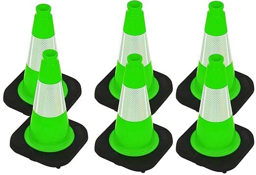 BESEA 6Pack 12" inch Traffic Cones Green Safety Cones PVC Construction Cones by BeSea