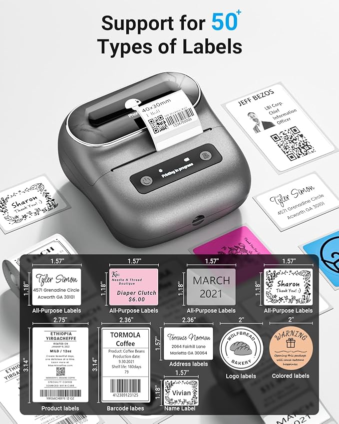 Phomemo Label Printer, M220 Thermal Bluetooth Barcode Label Maker, - Image 5