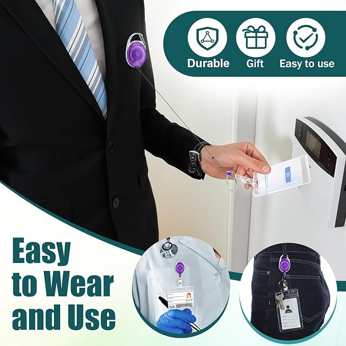 Laumoi 80 Packs Retractable ID Badge Holder Name ID Badge Reel Clips Keychain - Image 4
