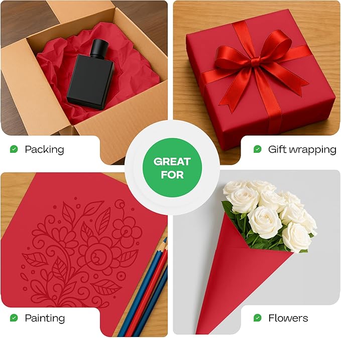 Christmas Red Kraft Paper Rolls 36" x 2160", Gift Wrapping & Moving - Image 6