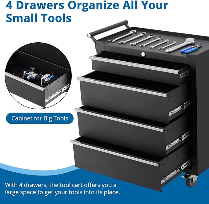 Heavy-Duty 4-Drawer Rolling Tool Chest - Image 4