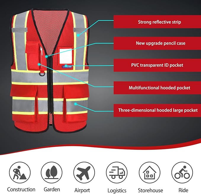 AYKRM 11 color High Vis Reflective Safety Vest - Image 5