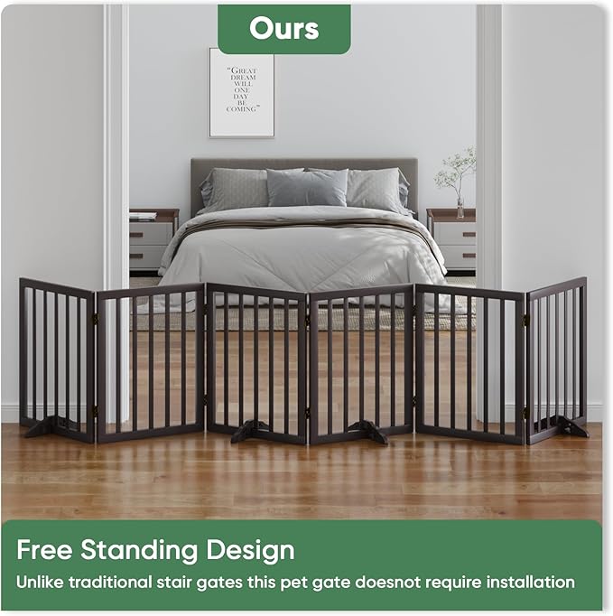 Brown Freestanding Foldable Pet Gate - Image 7