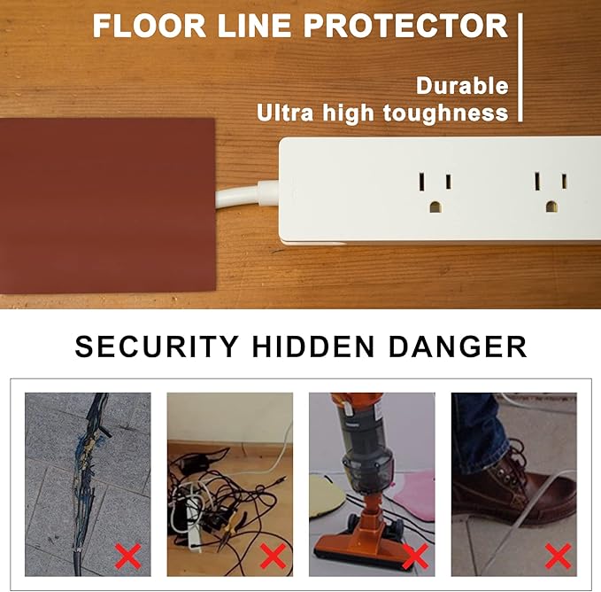 20Ft Floor Cord Cover Brown Silicone Cable Protector Easy to Install Wire - Image 4