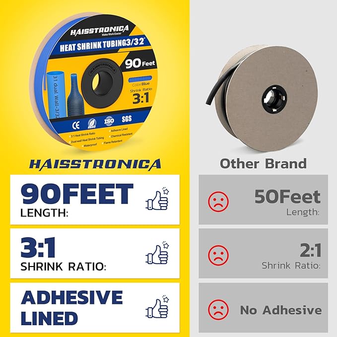haisstronica 3:1 Heat Shrink Tubing, Shrink Ratio Adhesive Lined Marine Grade - Image 2