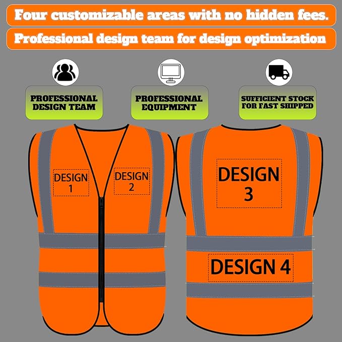 BeautyWill Custom Logo Safety Vest S, 4XL Personalized Safety Vest High - Image 5