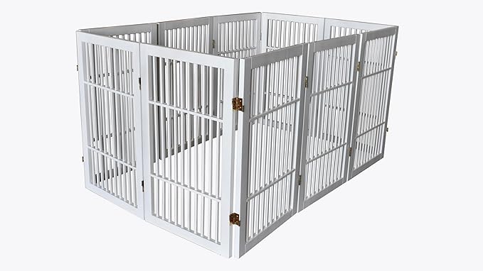 Pet Dog Gate Strong and Durable Freestanding Folding Acacia Hardwood Portable - Image 6