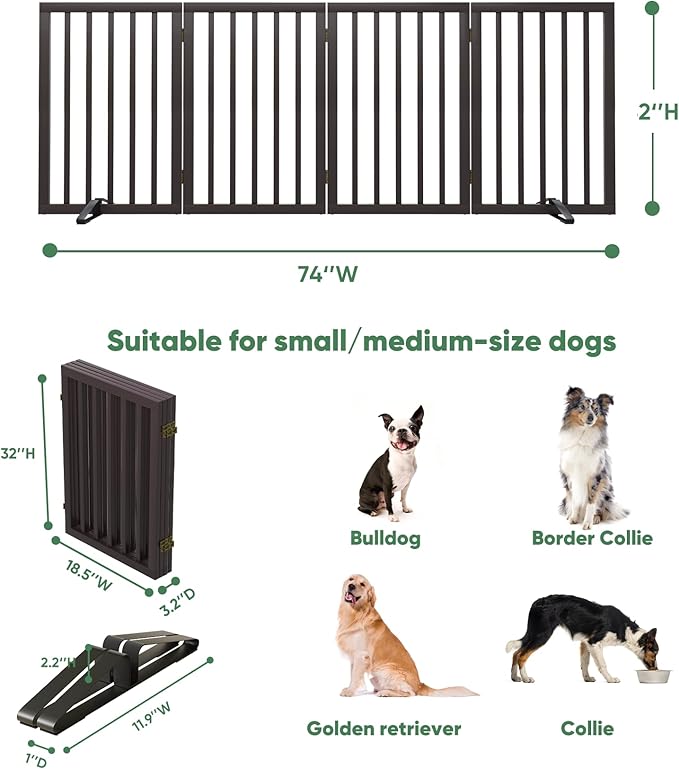 Dog Gates for Doorways, Tall Dog Gate Indoor, Foldable Pet Gates for Doorways - Image 2