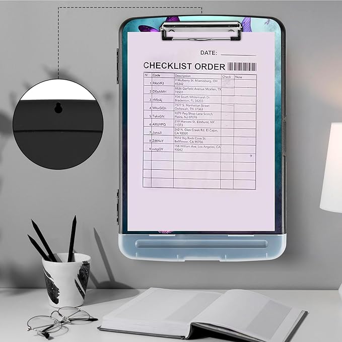 Clipboard with Storage, Heavy Duty Plastic Storage Clipboard with Low Profile - Image 4
