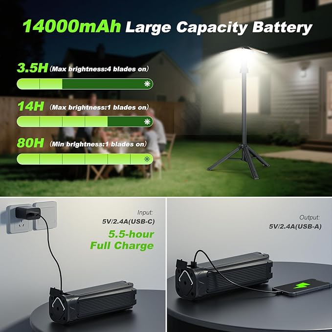 Camping Lights with Remote & Stand 6 Ft, 14000 mAh Rechargeable Camping Lantern - Image 7
