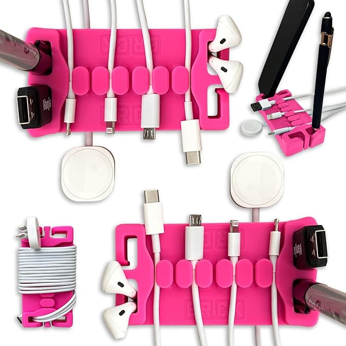DeskBrick 2PK – Patented Non-Slip Steel-Weighted Desk Organizers & Cable by CordBrick