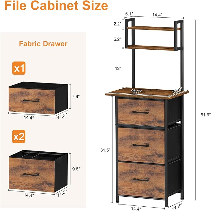 Snughome 3 Drawer Tall File Cabinet - Image 3