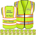 Custom Safety Vest with Logo Pockets High Visibility Reflective Vests by CustomTok