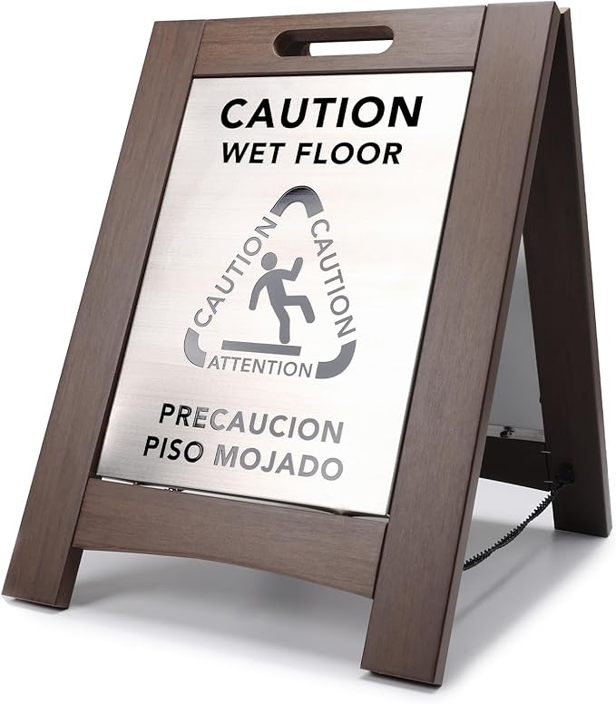 Premium Outdoor Composite Caution Wet Floor Sign – Bilingual w/Non-Skid Plastic by WholesaleHotelProducts