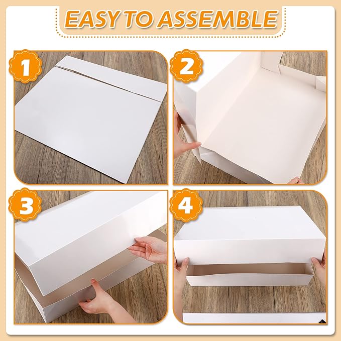 Tudomro 10 Pack 19 x 14 x 4 Inch Cake Box, Cardboard Cake Boxes, Large - Image 4