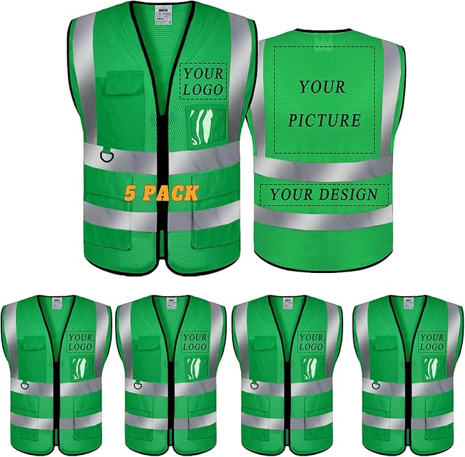 BeautyWill Custom Safety Vest Logo Class 2 High Visibility Reflevtive Vest by BeautyWill