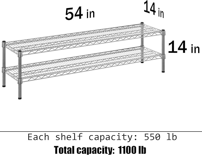 14" Deep x 54" Wide x 14" Height Wire Shelving Kit | 2-Tier | NSF Commercial - Image 3