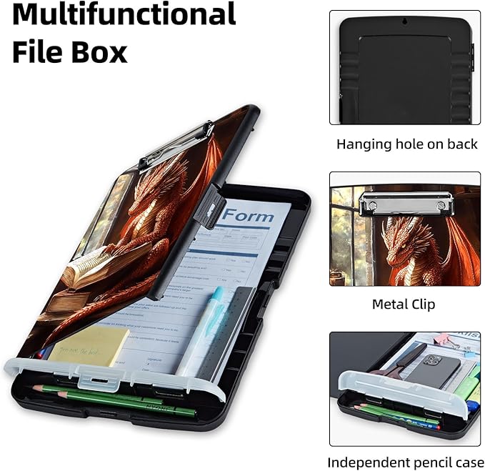 Clipboard with Storage Box & Pen Holder, Heavy Duty Clip Boards 8.5x11 - Image 3