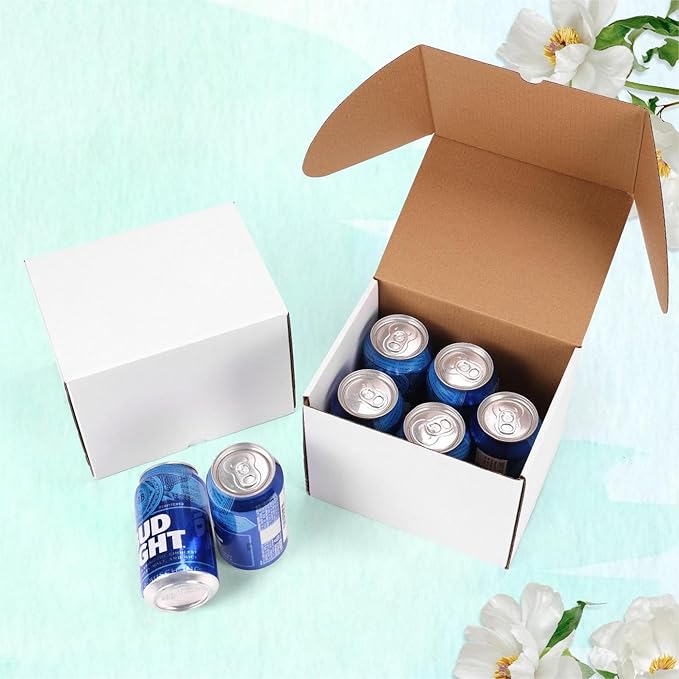 WIFTREY 8x6x6 inches Shipping Boxes set of 20 White Corrugated Cardboard Box - Image 3