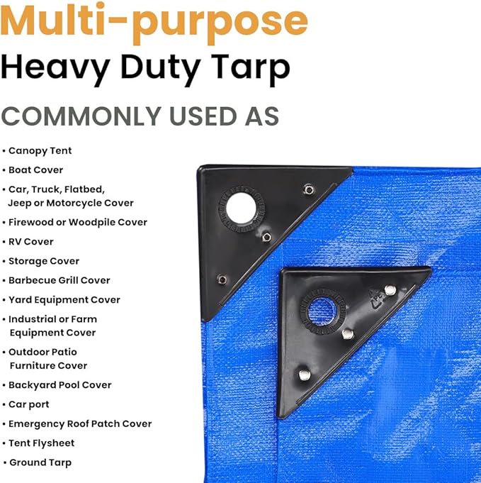 WHITEDUCK 12' x 20' Super Heavy Duty Poly Tarp Thick 16 Mil, Waterproof 100% UV - Image 5