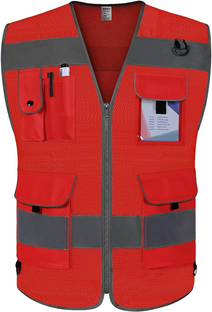 TCCFCCT Mesh Safety Vest for Men Women 9 Pockets High Visibility Reflective by TCCFCCTPROFESSIONALSAFETYSOLUTIONS