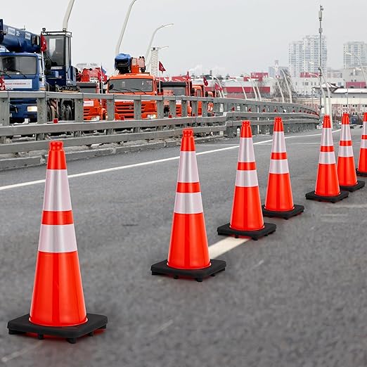 Traffic Cones 28", PeakPursuit 8 PCS Safety Cones, PVC Orange Safety Road - Image 6