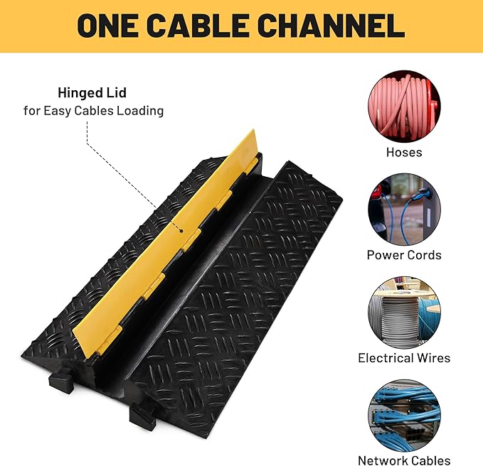 Yescom Cable Ramp Protector 1 Channel Garden Hose Protecitive 44000 Lbs Load - Image 4