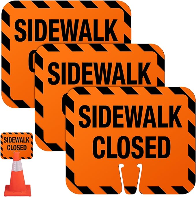 3 Pcs Plastic Sidewalk Closed Sign Bulk by Copkim