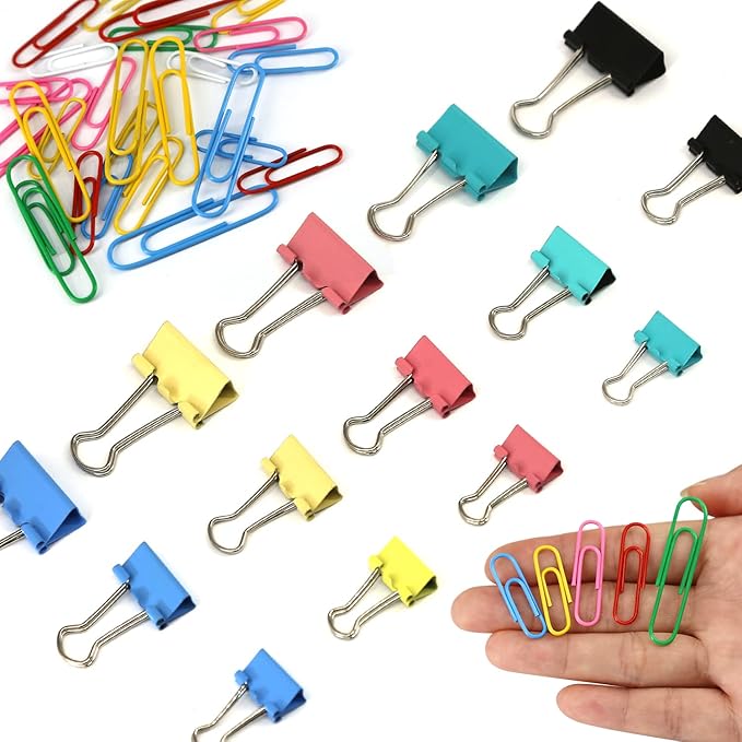 Paper Clips Binder Clips, Colored Paperclips Large Medium Small, Binder Clip - Image 4