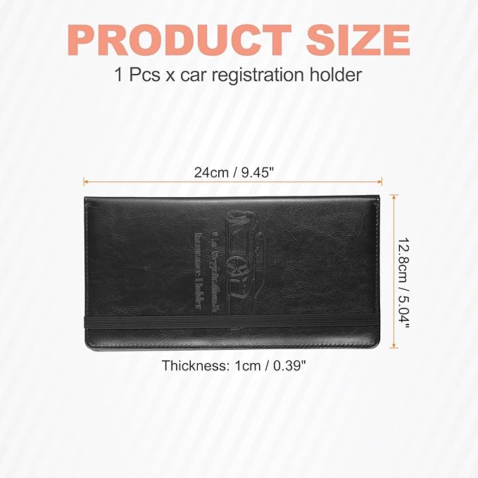 HARFINGTON Car Registration and Insurance Holder 9.45" x 5.04" PU Leather - Image 2