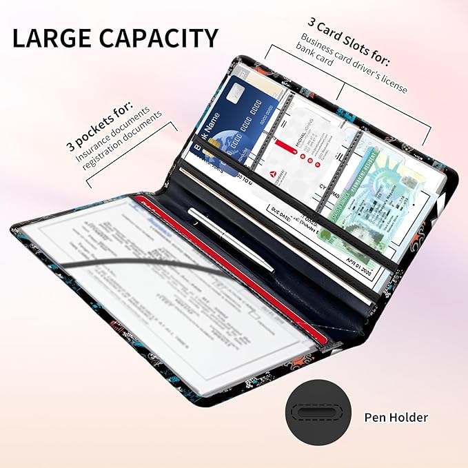 Premium Car Registration and Insurance Card Holder, Cute PU Leather Car - Image 4