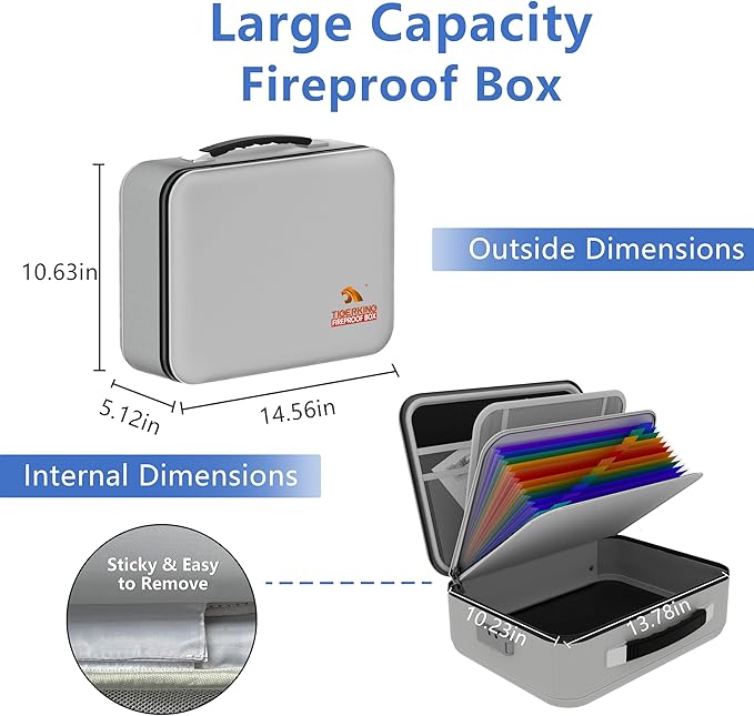 TIGERKING Fireproof Document Box Hard Shell, Fire Proof File Box - Image 2