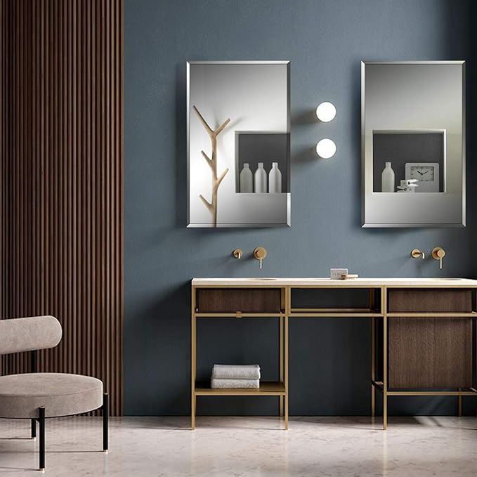 Fundin Aluminum Bathroom Mirror Cabinet Recess Mount Only, - Image 2