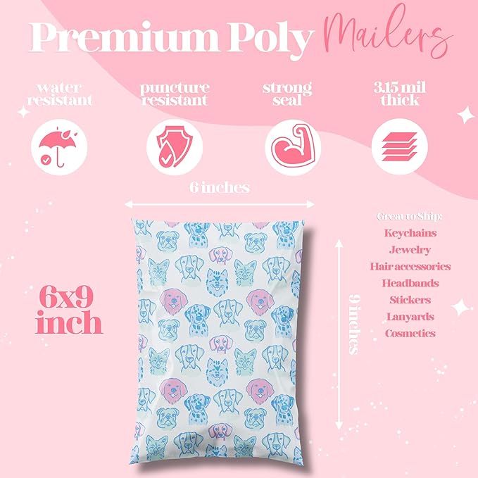 6x9 Designer Poly Mailer 100 Pack Heavy Duty Waterproof Self Seal Shipping Bags - Image 3
