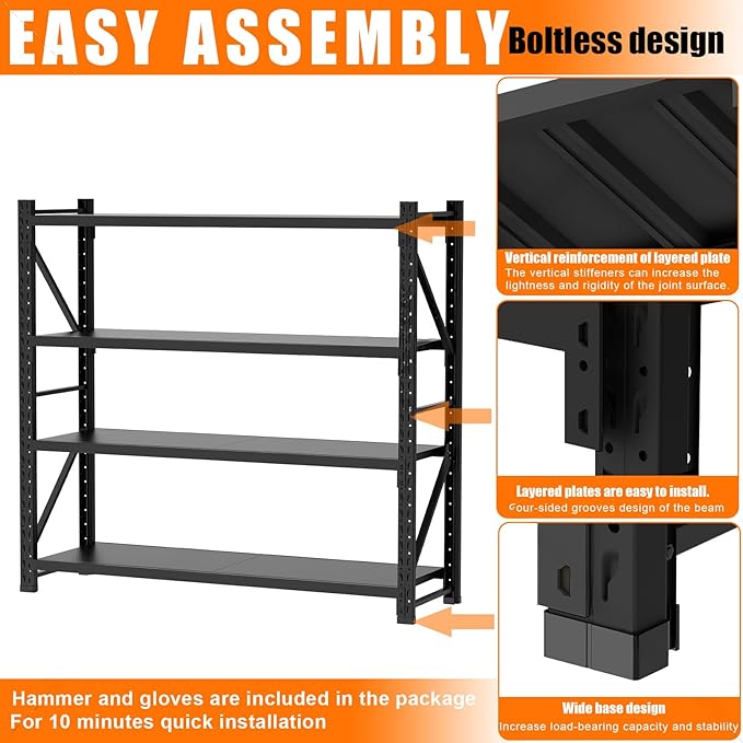 torage Shelves, Garage Shelving Heavy Duty Metal Adjustable Garage Shelves - Image 3