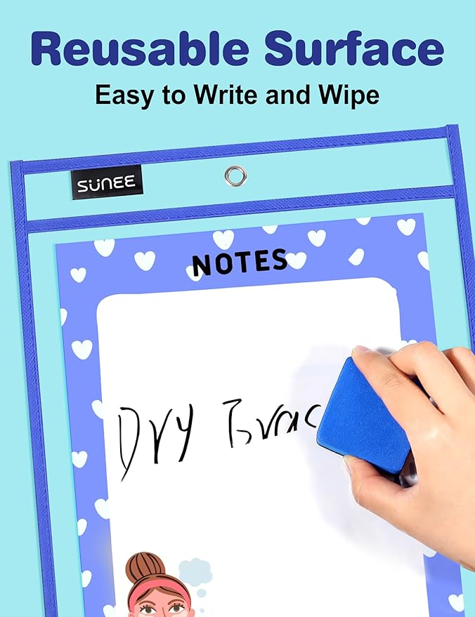 SUNEE 30 Packs Oversized Reusable Dry Erase Pocket Sleeves - Image 3