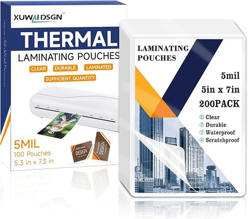 200 Pack 5mil 5“x7" Thermal Laminating Pouches Badge Laminate Pouches Clear by XUWAIDSGN