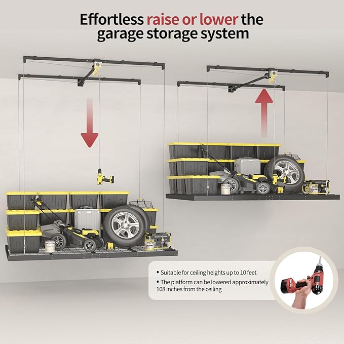 Garage Ceiling Storage Racks – 4x8 FT Overhead Garage Storage Rack - Image 5