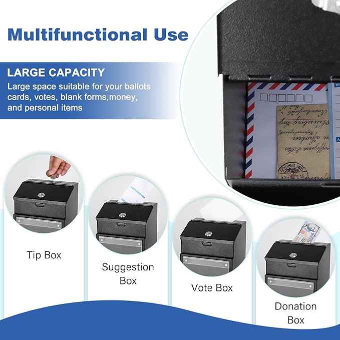 xydled Suggestion Box with Key Lock Magnetic Acrylic Sign Holder, Metal - Image 7
