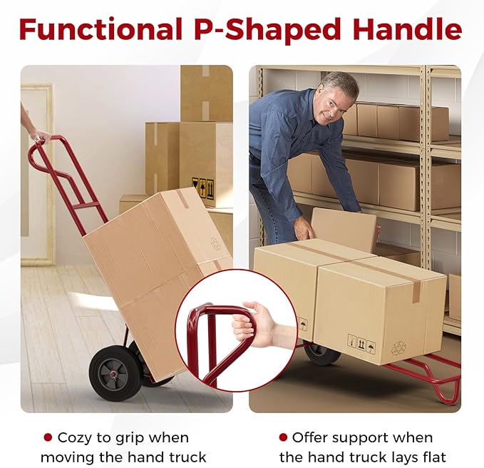 Goplus Hand Truck, P-Handle Hand Truck Dolly w/770LBS Capacity, Vertical Loop - Image 2