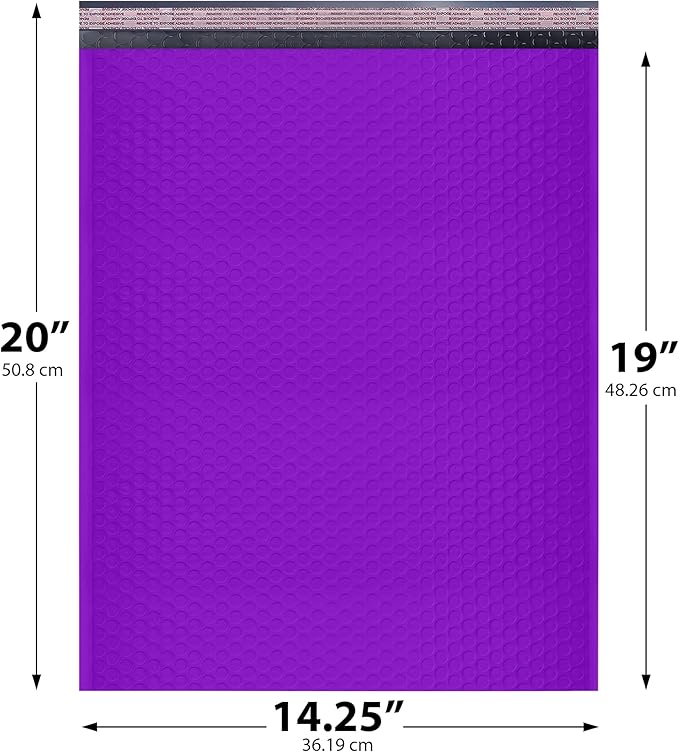 Purple Extra Large Poly Bubble Mailers 14.25x20 inch #7 | Self Seal Large - Image 2
