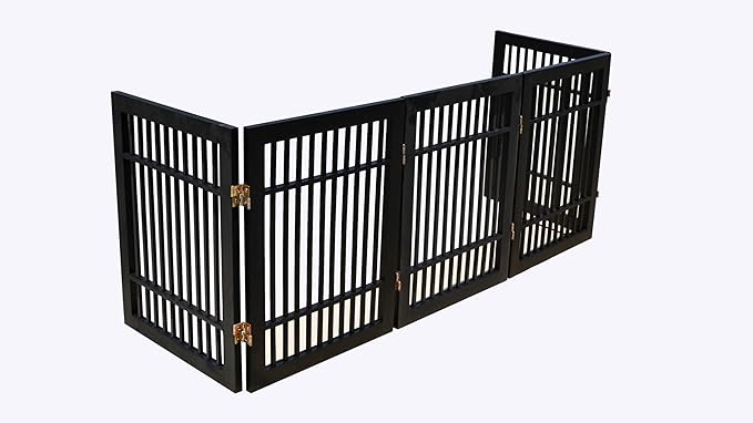 Pet Dog Gate Strong and Durable Freestanding Folding Acacia Hardwood Portable - Image 7