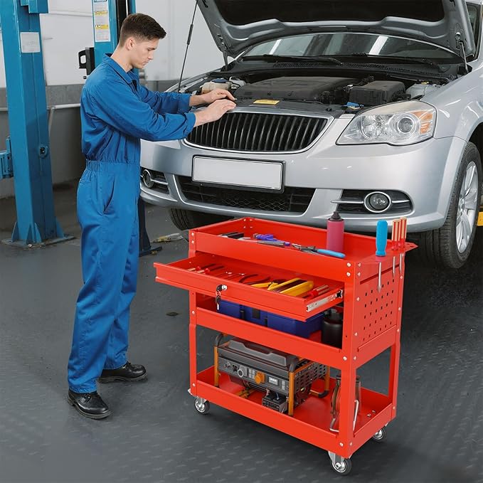 3 Tier Rolling Tool Cart on Wheels, 450 LBS Capacity Tool Cart - Image 8