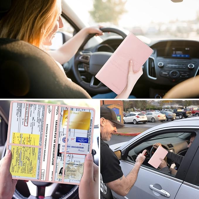 2Pack Leather Car Registration and Insurance Card Holder, Car Document Holder - Image 6